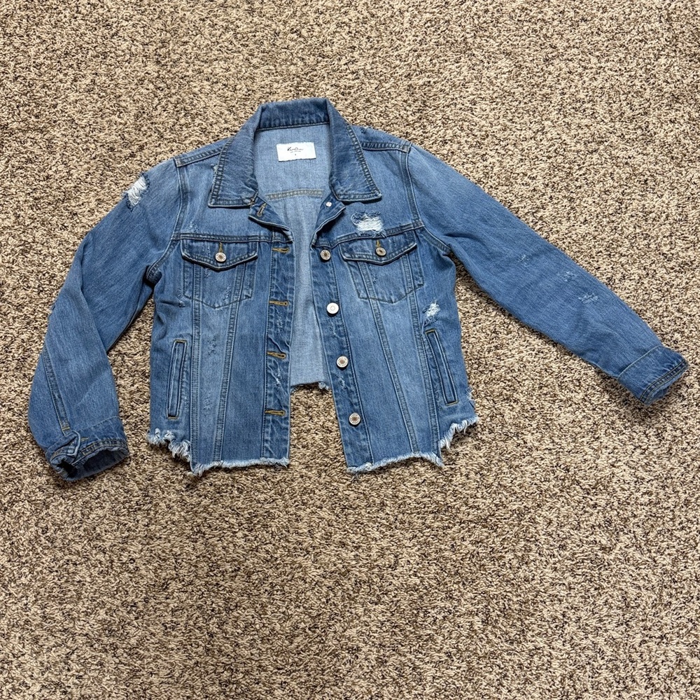 KanCan Light Blue Distressed Denim Jacket